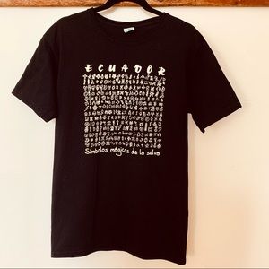 Ecuador Graphic Tee-Shirt, Black/Cream (100% Cotton, XL)